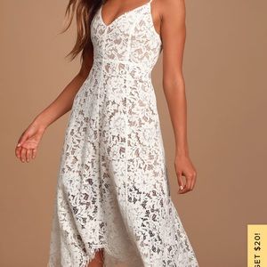 Lulu’s White Lace Midi Dress